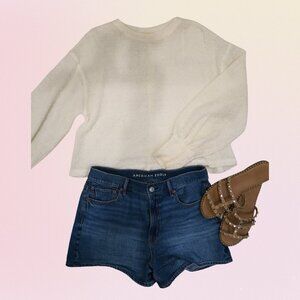 new in Bubble Embroidery Sweater – White (S)